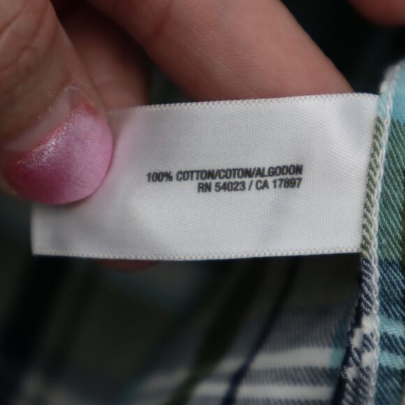 Old Navy Shirt Mens M Blue Green Plaid Pearl Snap Western Fit Button Up Dress - Picture 8 of 16